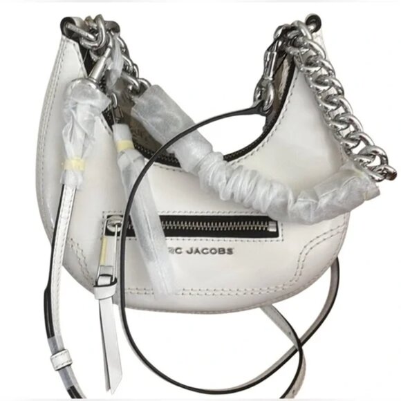 Marc Jacobs NWT Black Mini Crescent Crinkle Leather Crossbody Bag - Picture 4 of 4